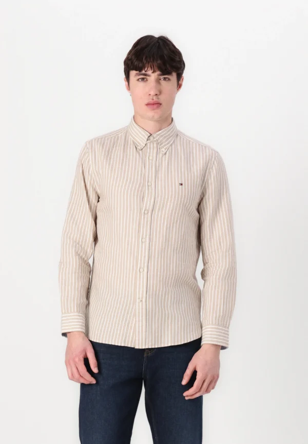 Overhemd Linen Stripe Sandalwood/Optic White 0AA