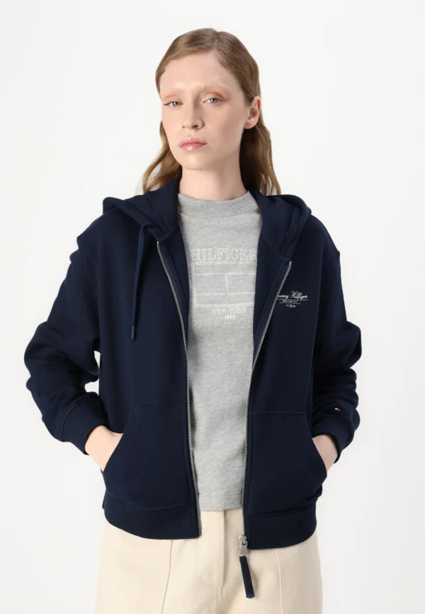 Hoodie Script Pique reg Zip Dark Night Navy C1G