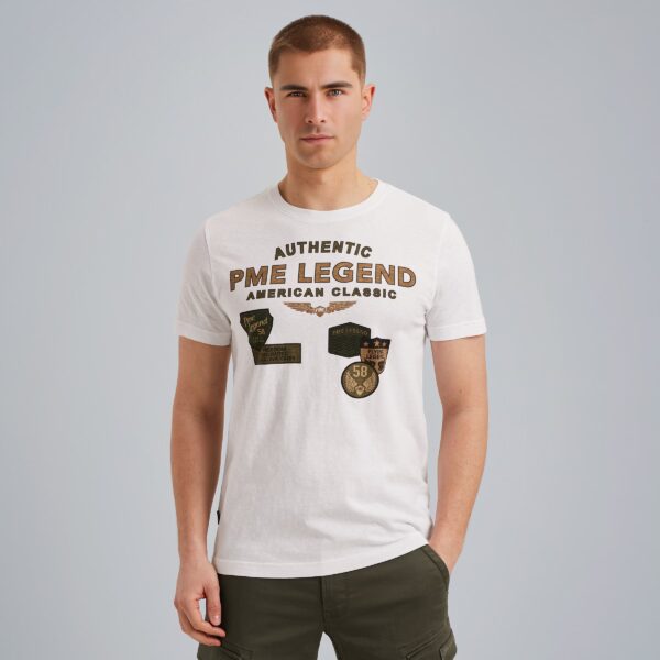 Tshirt R-Neck Print Slub Bright White 7003