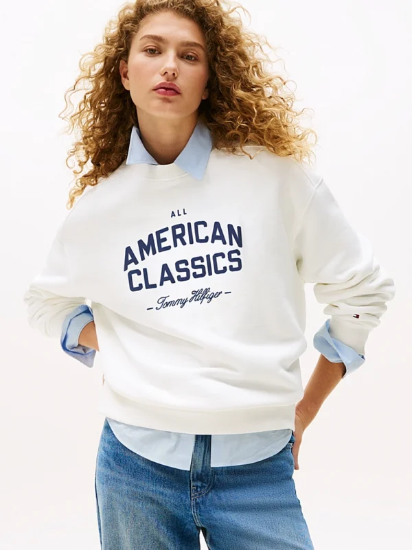 Sweater Varsity Mdrn Terry Ecru YBL