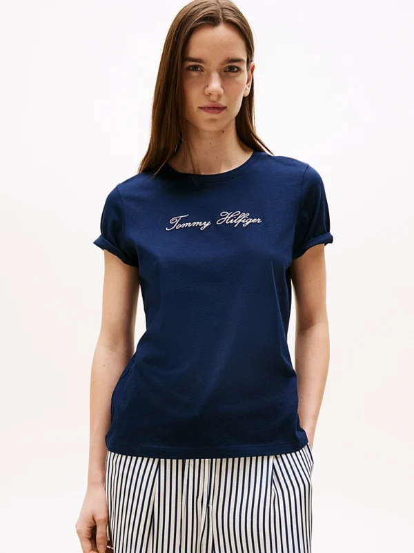 Tshirt Lurex Script Reg C-Nk Dark Night Navy C1G