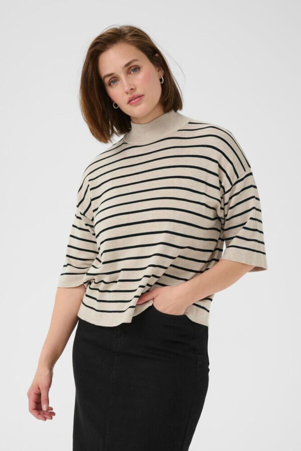 Trui KAlizza Striped TurtleNk Feather Gray/Bl