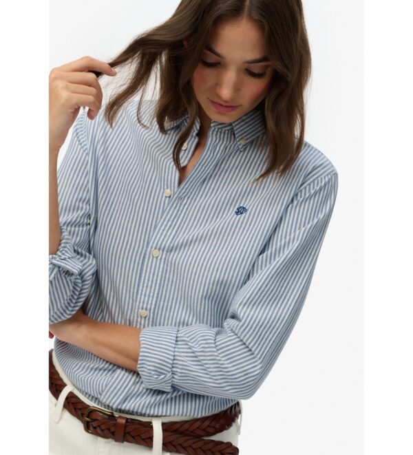Blouse Oxford Slim Azure Blue Stripe D8W