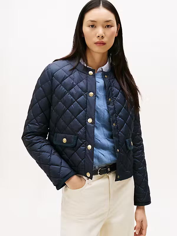 Jas Quilted GLDN Button Reg Dark Night Navy C1G