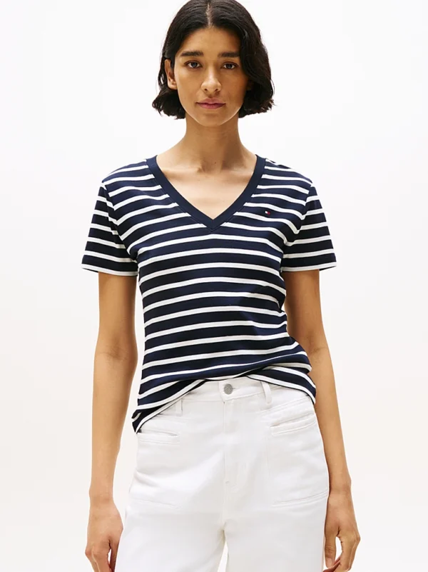 Tshirt Cody Slim V-Nk Breton St desert sky/ecru 02C