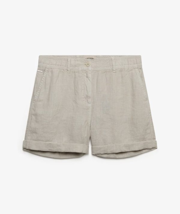 Shorts Mid Rise Linen Light Stone Beige 1LC
