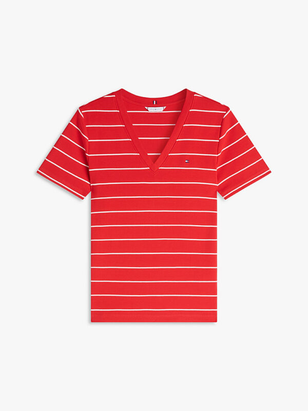 Tshirt Script Slim SS V-NK Stripe Fireworks//Cal 0E4