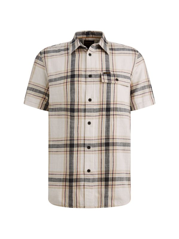 Overhemd SS Yam Dyed Check Bone White 7013