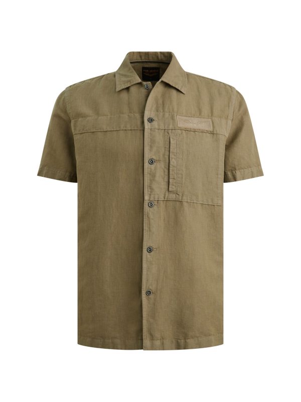 Overhemd SS Cotton/Linen Dusky Green 6389