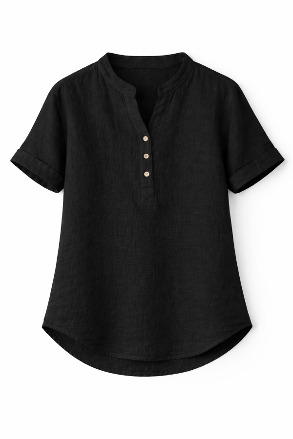 Blouse Wilma Button SS Black 9