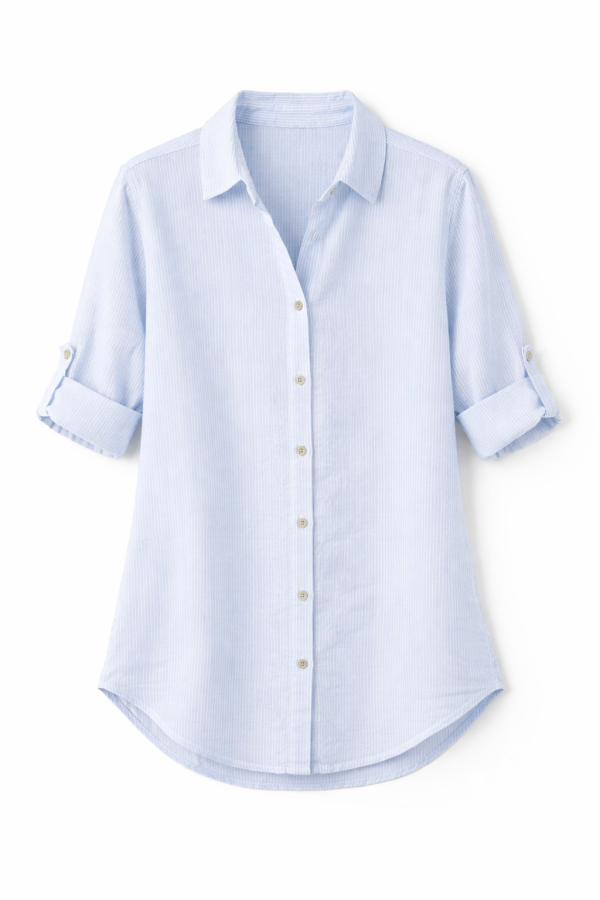 Blouse Eva Striped Linnen Cloudy Blue 55