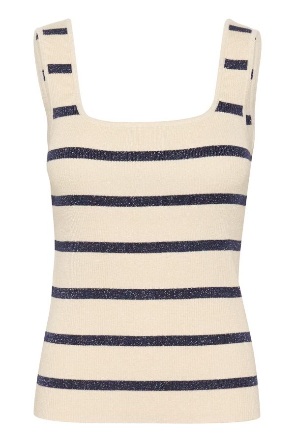 Top KAmorita Knit Silver white/ Blue